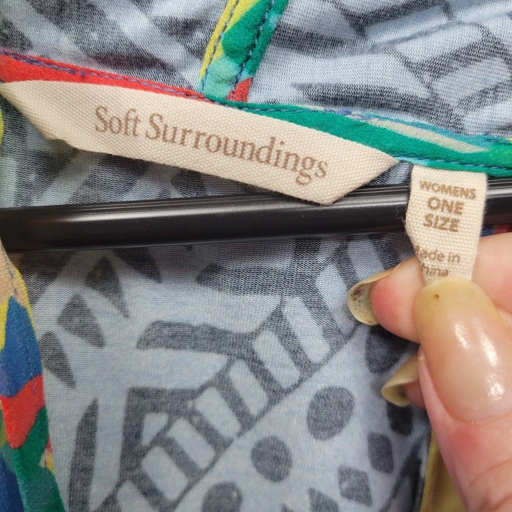 Soft Surroundings Boho Hippie Kimono Beach Coverup OS Travel Resortwear Festival